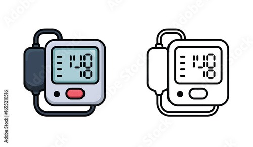 Digital Blood Pressure Monitor Illustration Depicting Medical Device Technology and Healthcare Equipment