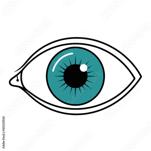 Cartoon Illustration of a Teal-Colored Eye