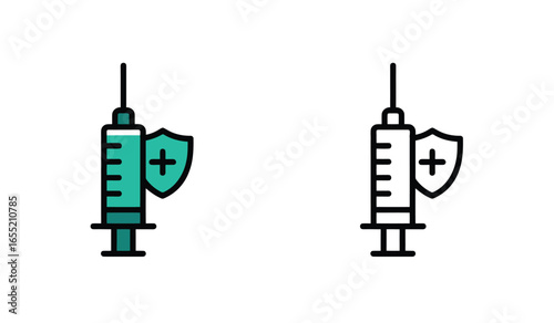 Vaccination and Protection Visual Two Syringe Icons Depicting Medical Immunity and Disease Prevention