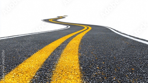 Professional Asphalt Road with Yellow and White Lane Markings