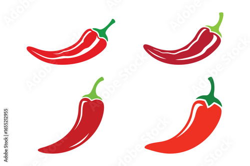 spicy chili pepper vector icons set