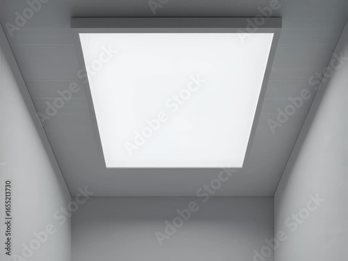 Wallpaper Mural Minimal White Room with LED Ceiling Lights and Glowing Wall Panel – Futuristic Interior Background Torontodigital.ca