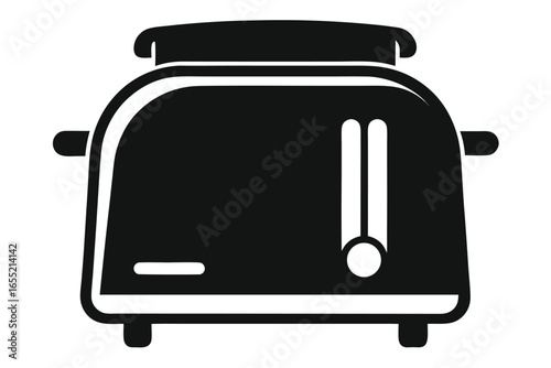 Simple black and white toaster appliance ready to make toast quickly