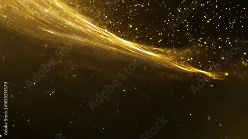 Abstract glittering star field of golden dots and streaks, flickering intensity