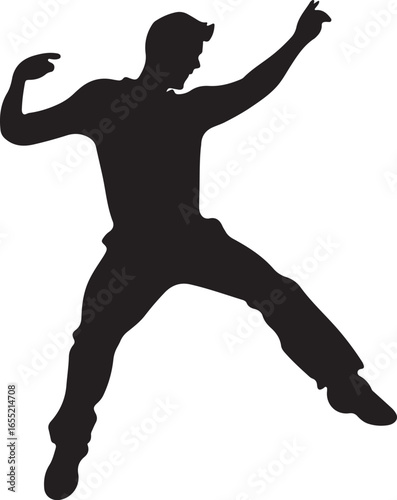 Man Dancing Silhouette Male Dance Performer Vector on Transparent Background