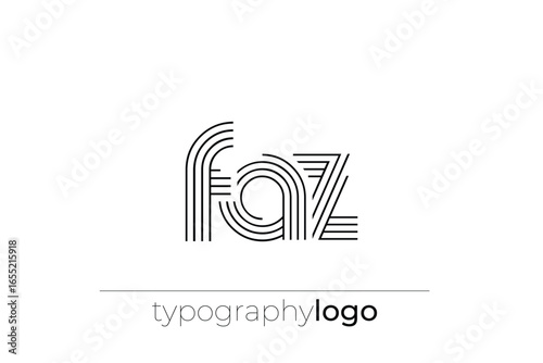 FAZ modern geometric typography logo. Modern and stylish composition featuring a monochromatic typography logo illustration designed with intricate lines.