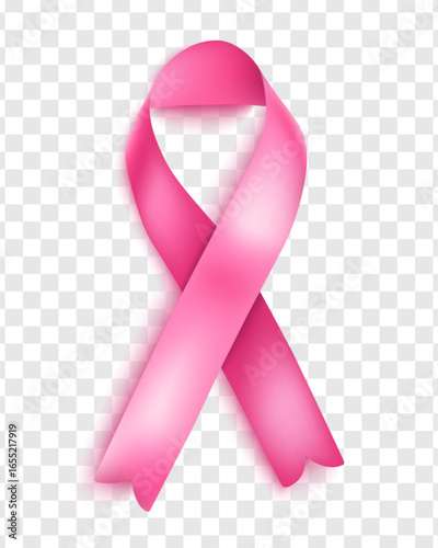Breast Cancer Awareness Month is held annually in October.Pink ribbon on a transparent background.Banner, poster, postcard, background design