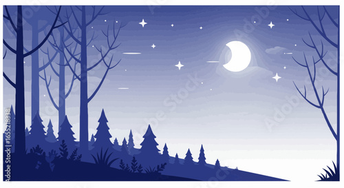 winter landscape with moon