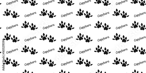 Seamless pattern. Capybara hind paws. Capybara paw print. Vector illustration.