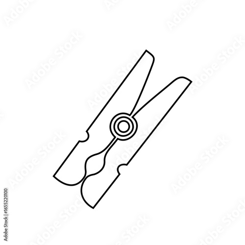 Zero waste, Wooden clothespin icon in minimalistic style on transparent background
