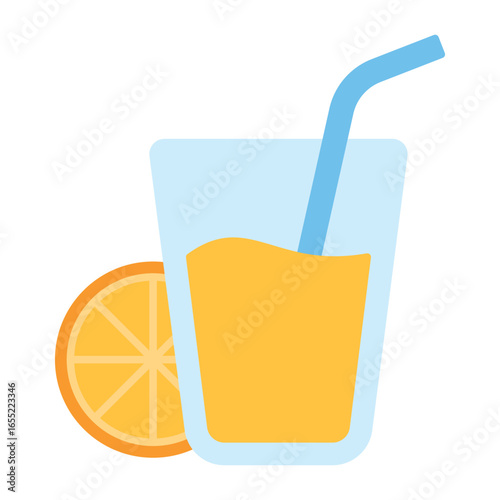 Orange Juice Icon – Fresh Citrus Drink Flat Design