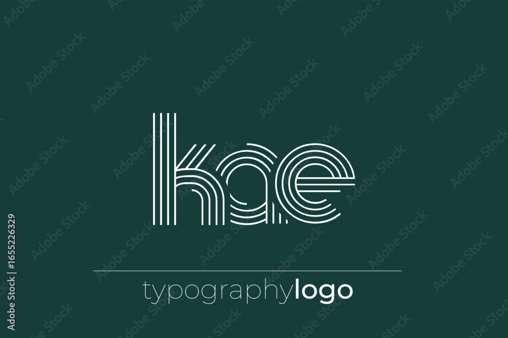 Obraz premium KAE modern geometric typography logo. Modern and stylish composition featuring a monochromatic typography logo illustration designed with intricate lines.