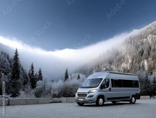 Luxury Campervan in a Snowy Mountain Landscape: An Epic Winter Road Trip Adventure