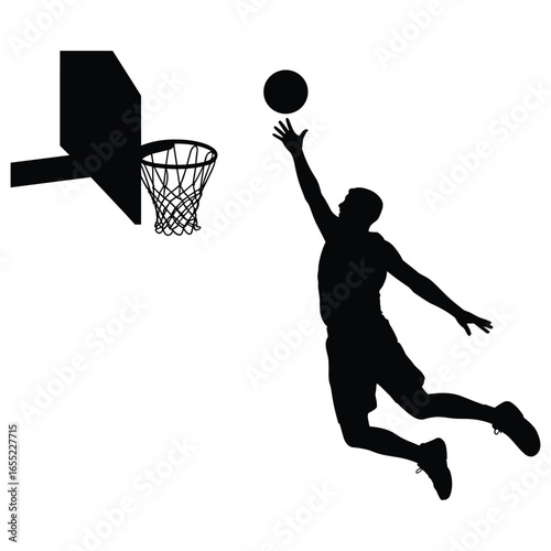 Basketball player dunking silhouette