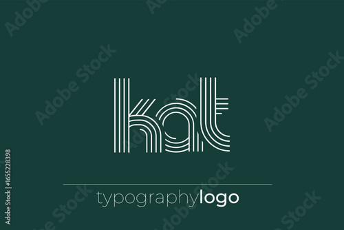 KAT modern geometric typography logo. Modern and stylish composition featuring a monochromatic typography logo illustration designed with intricate lines.