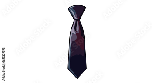 Illustration of a dark colored necktie with a simple design isolated on a white background for formal wear on transparent background