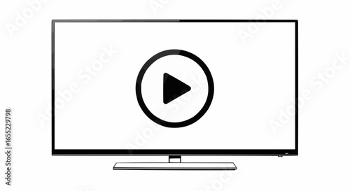 Flat Screen Television with Play Button Icon