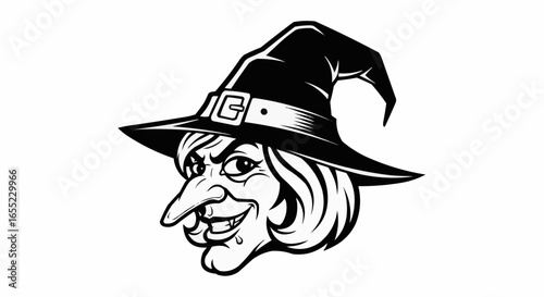 Wicked Witch Head Mascot Illustration
