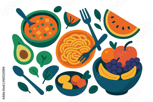 Hand drawn Thai food sketches form a seamless rough pattern, isolated on a dark background, suitable for cafe menus, banners, and chalkboards in vector format