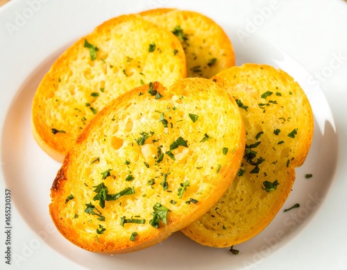 Garlic bread slices on a plate