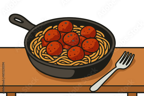 Create a detailed vector image of a skilled street food vendor expertly cooking authentic Pad Thai, highlighting colorful ingredients and traditional cooking methods