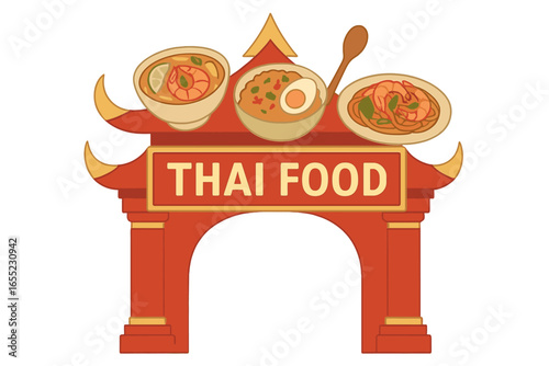 Vector illustration design of the entrance arch for a Thailand food festival
