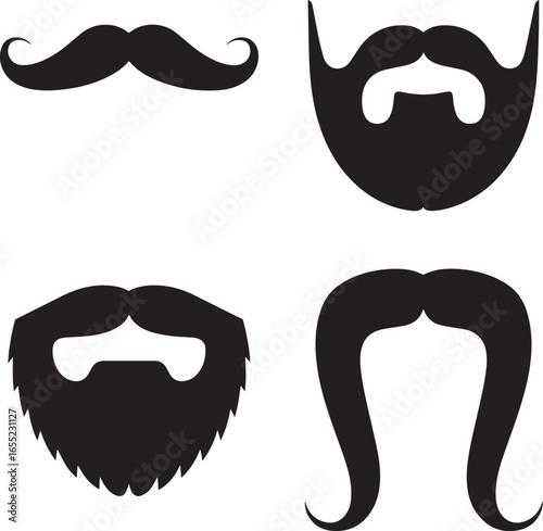 Black facial hair silhouettes including mustaches and beards white