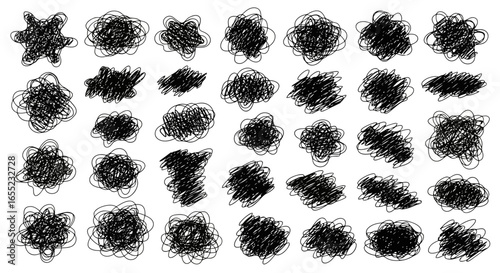 Hand Drawn Scribble Lines Clipart Elements for Design Accent, Emphasizing Artistic Flair and Creative Visuals for Graphic Projects and Vector Illustrations