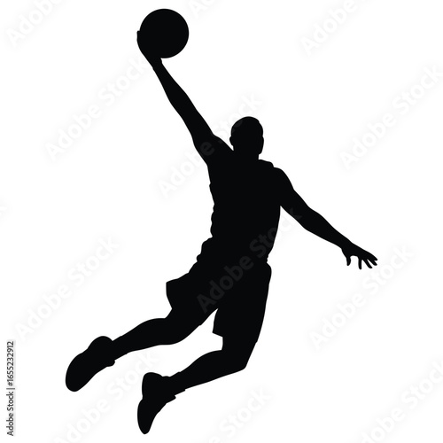Basketball player dunking silhouette