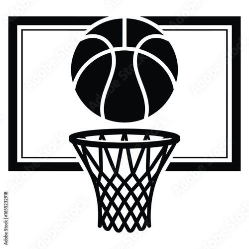 Basketball hoop and ball silhouette