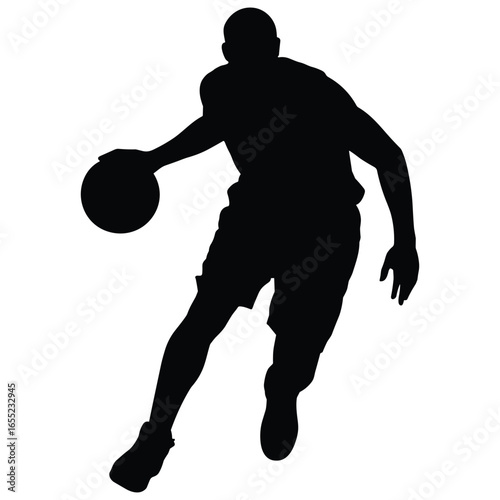 Basketball player dribbling silhouette