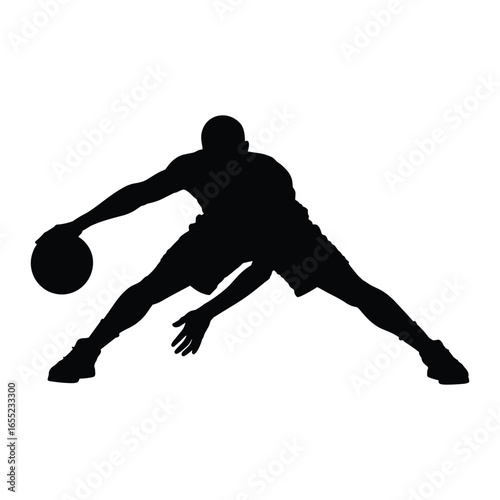 Basketball player dribbling silhouette