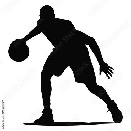 Basketball player dribbling silhouette