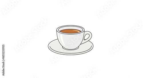 Simple Cup of Tea Illustration on White Background for Cafe Menus, Recipe Blogs, and Food-Related Design Projects