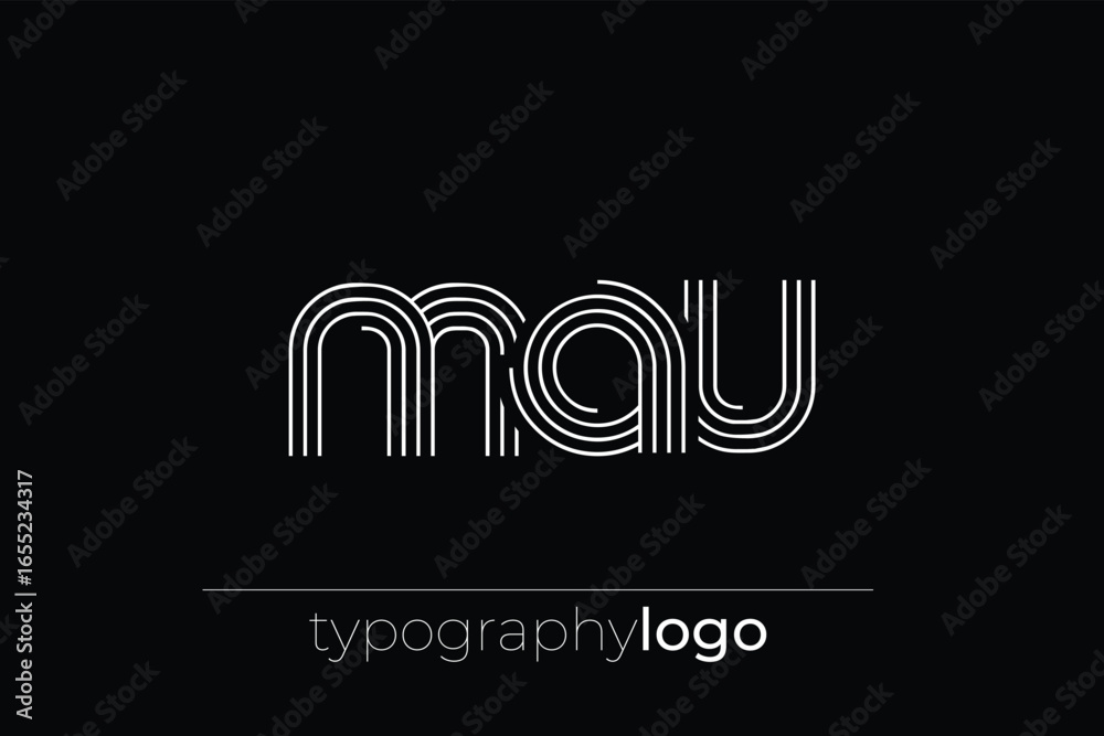 Fototapeta premium MAU modern geometric typography logo. Modern and stylish composition featuring a monochromatic typography logo illustration designed with intricate lines.