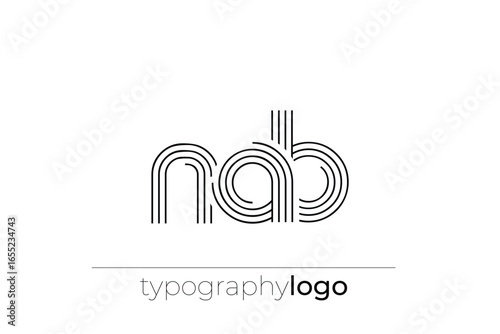 NAB modern geometric typography logo. Modern and stylish composition featuring a monochromatic typography logo illustration designed with intricate lines.