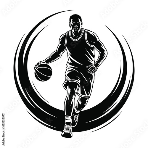 Basketball player dribbling silhouette