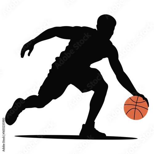 Basketball player dribbling silhouette
