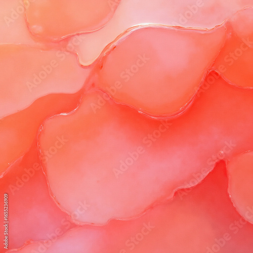 Abstract close-up of translucent pink gel layers creating a smooth, wavy texture in a soft and calming aesthetic.