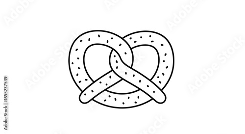 Isolated pretzel vector illustration for bakery menu and snack design with white background line art style