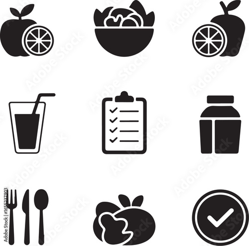 Clean Diet Icon Pack for Meal Tracking Apps, Food Journals, and Wellness UI  Vector Line Art for Healthy Eating, Organic Nutrition, and Minimalist Life Design
