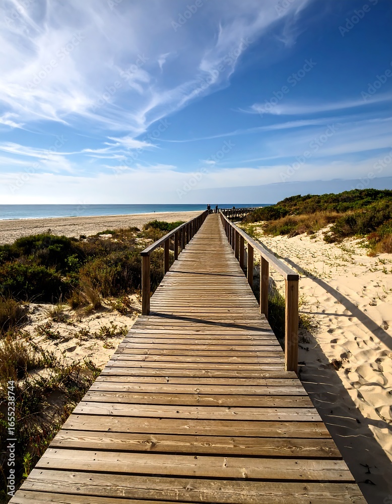 Fototapeta premium Wooden walkway leading to a beach