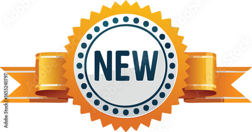 Circular New Tag with Ribbon for Promotion and Marketing