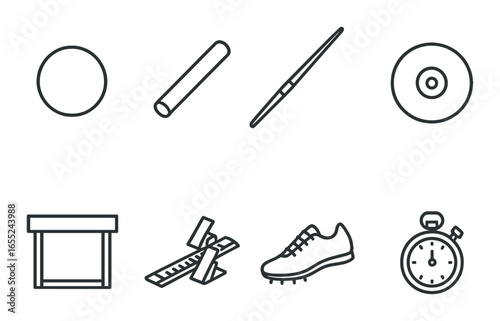 Silhouette sports icon set featuring baseball, bat, stick, soccer, stadium, goal, shoe, timer