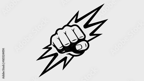 Hand fist power strength punch vector symbol sign emblem badge logo clipart