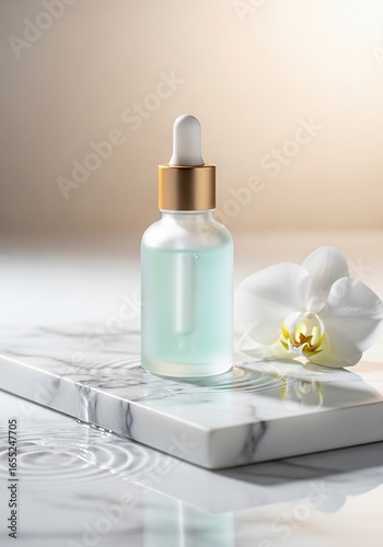 bottle of perfume and flower