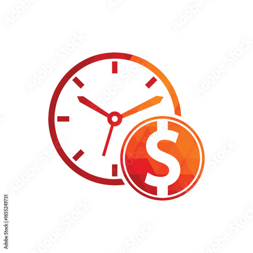 Photos Time dollar logo design template icon.
