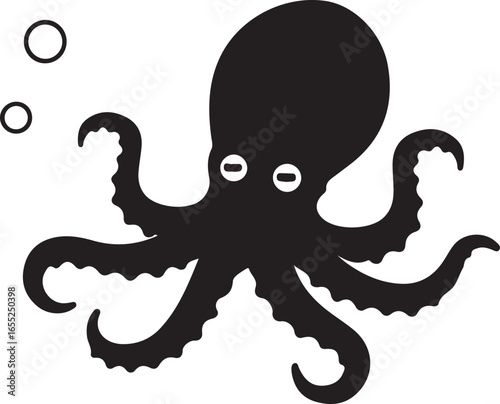 Whimsical octopus character with vibrant colors and bold outline