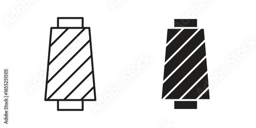 Thread Spools Icons in Line and Solid Styles Isolated on White Background