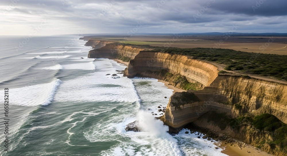 Fototapeta premium Aerial view of the rugged coastline in Australia
